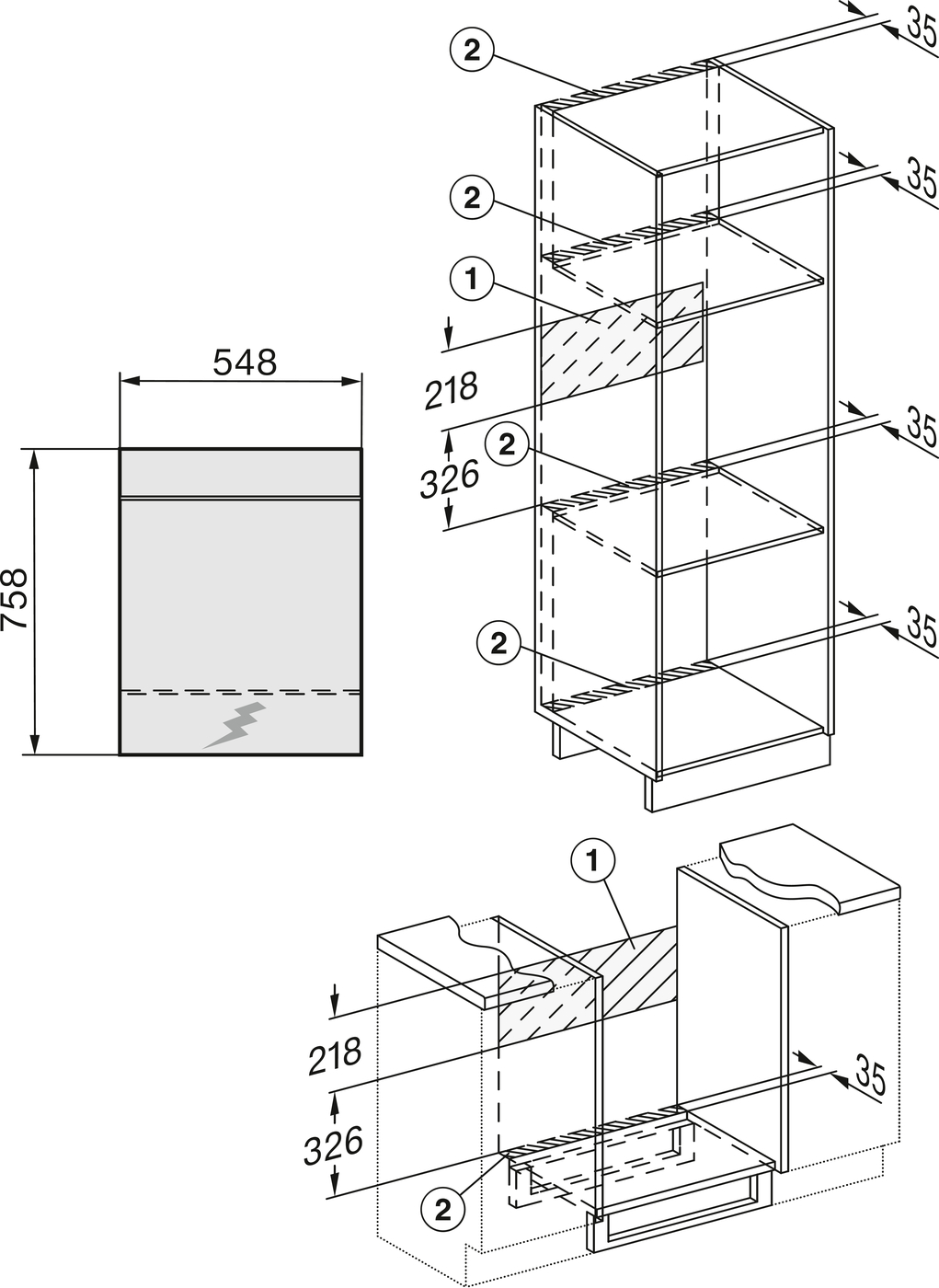 Духова шафа H 2861 B чорний обсидіан
