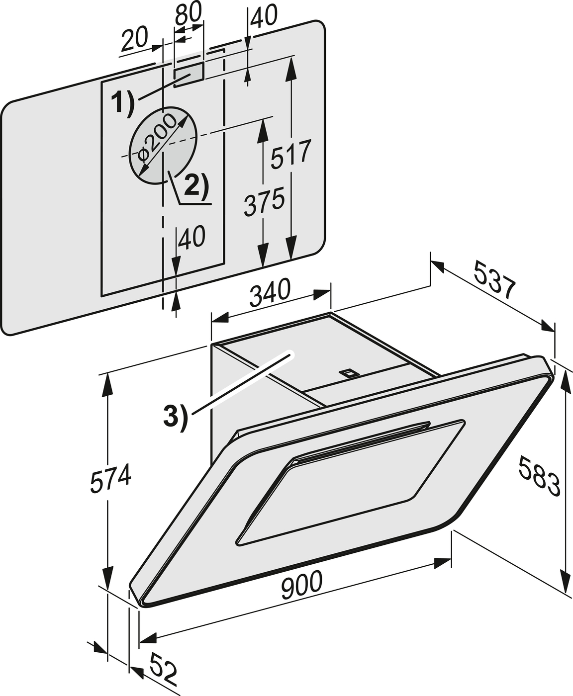 Витяжка DA 6998 W діамантово-білий