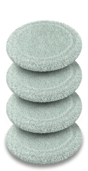 Five round mint-green microfiber cleaning pads stacked on top of each other
